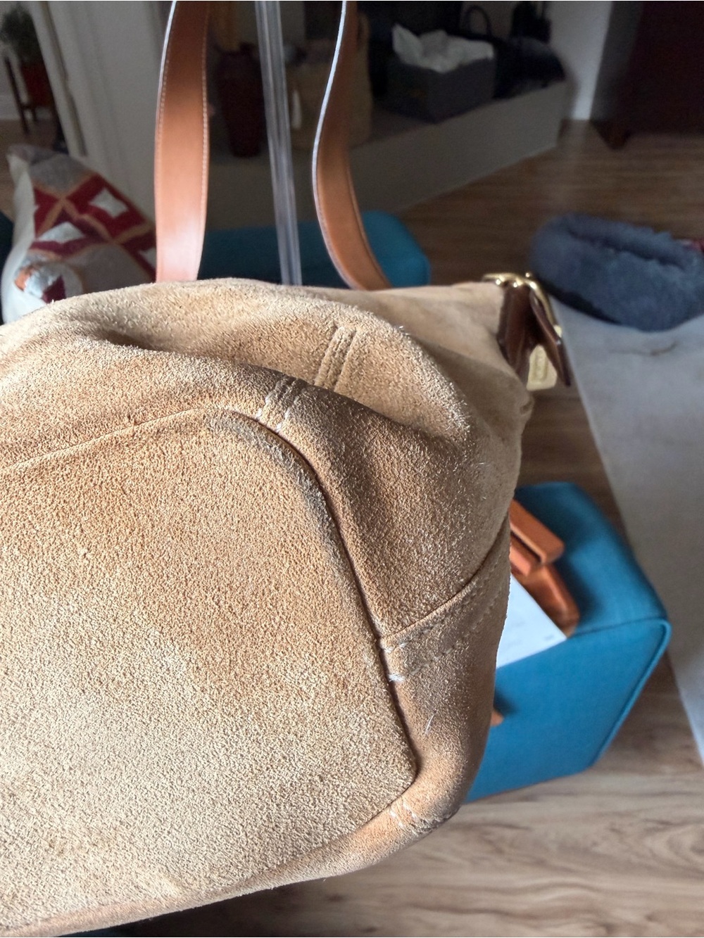 Coach Legacy Suede Bucket Bag 9187 Medium Size Rare Vintage Light Tan Purse COA - Picture 5 of 15